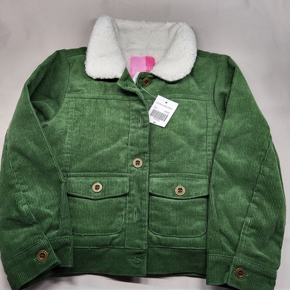 Goodlad Green Corduroy Jacket with White Collar